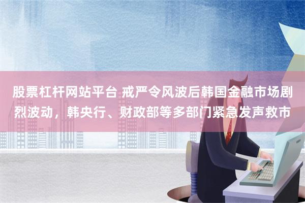 股票杠杆网站平台 戒严令风波后韩国金融市场剧烈波动，韩央行、财政部等多部门紧急发声救市